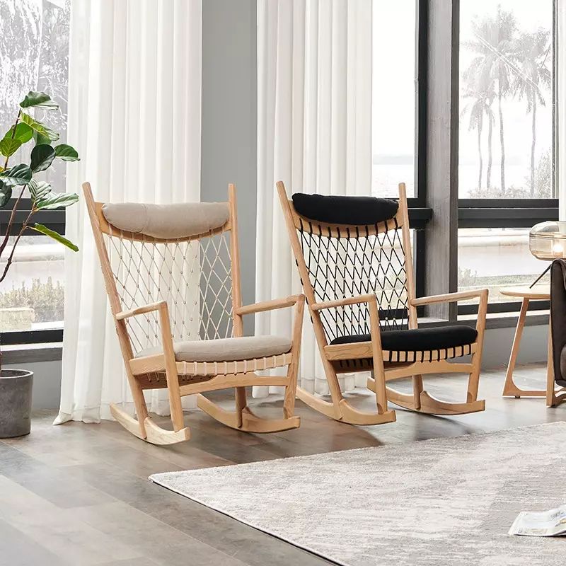 北欧家用客厅实木摇椅懒人沙发午睡躺椅单人沙发椅ins创意休闲椅