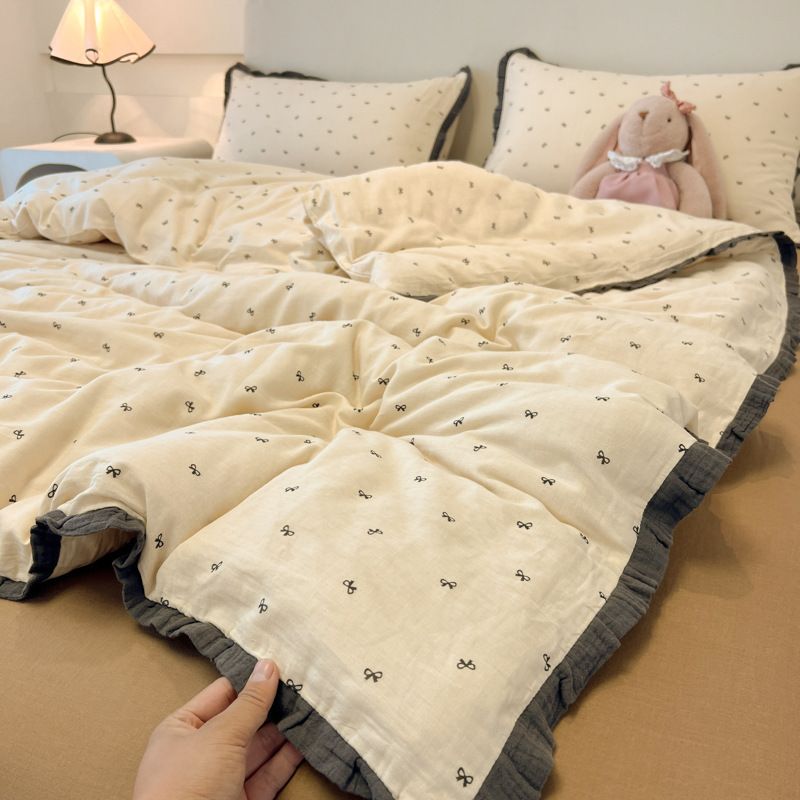 Butterfly Rice Summer Four Piece Set | A-class Bedding Four Piece Set | Washed Quilt Set (LCA514)