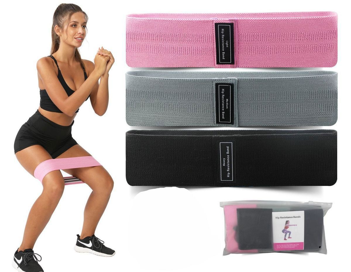 拉力带 健身 弹力带 美臀圈 提臀带 深蹲臀部带 翘臀圈 阻力带 - C245新款【粉色+灰色+黑色+说明书】