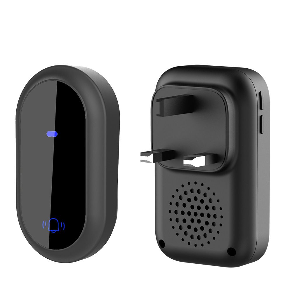 黑色（英规 1个门铃+1个门铃开关）户外防水自发电无线门铃 家用智能门铃 电子无线门铃