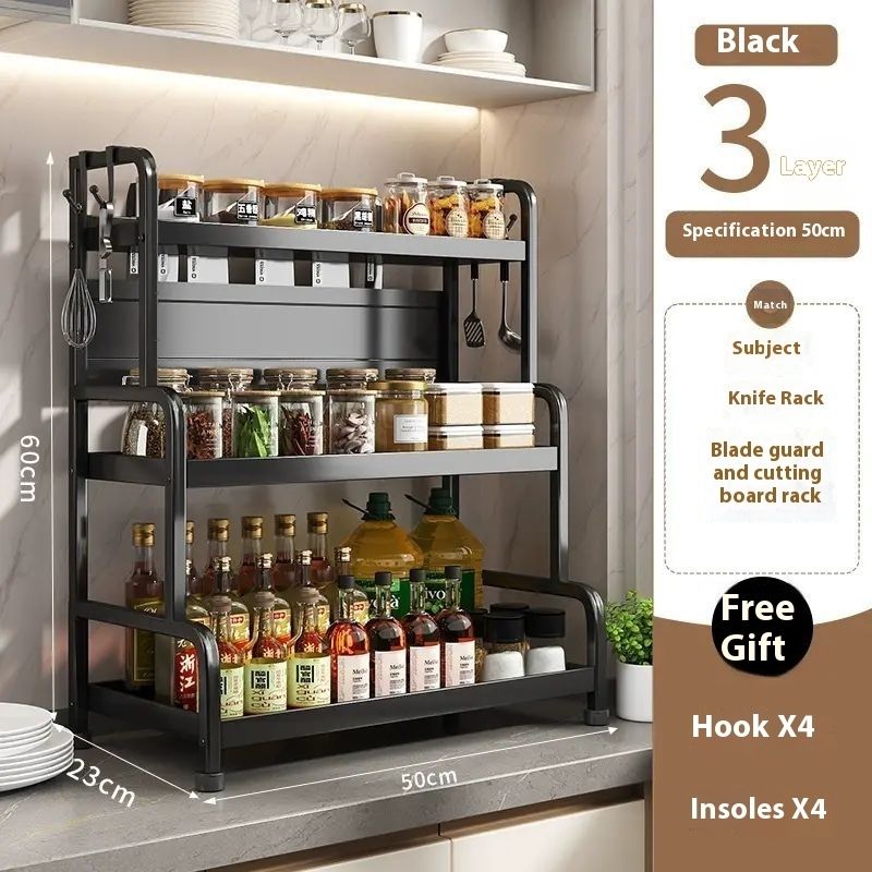 The multi-layer kitchen rack is here! It can store seasoning bottles, chopsticks, knife holders