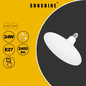 LED燈膽(UFO飛碟燈) - 24W / E27大螺頭 / 牆身開關三色溫 (不可調光暗及不可遙控) #LED燈泡 #LED飛碟燈 #LED天花板燈膽 (LUFOB-24E27T)