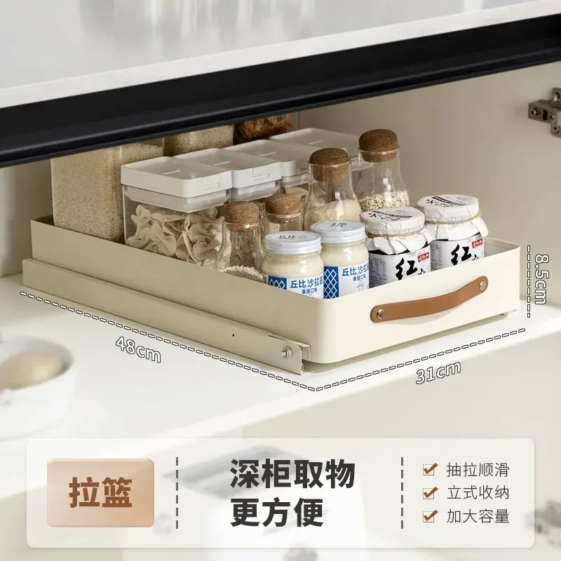 抽拉碗碟收納架櫥櫃碗架拉籃抽屜式碗盤盤子瀝水置物架廚房用品