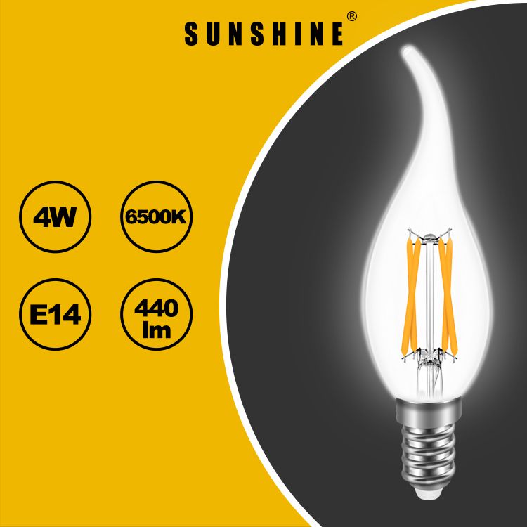 LED Bulb(Vintage Filament Candle) - 4W / E14 / Daylight 6500K #LED Candle (LCANTG-4E14D)