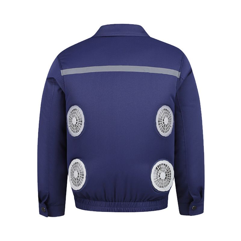 夏日降溫風扇衫 男女通用 便攜充電 戶外工作必備 清涼舒適- 4804藍-4孔單衣 M