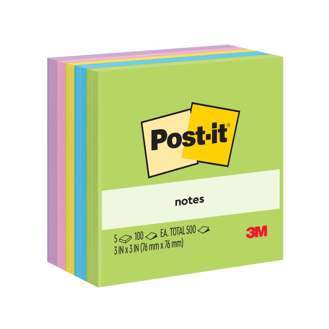 Post-it® Original Notes 654-5AU, Floral Fantasy, 76 mm x 76 mm, 100 Sheets/Pad, 5 Pads/Pack