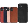 Black Frame Two-color Calf Texture PU Phone Case For iPhone 16 (Black)