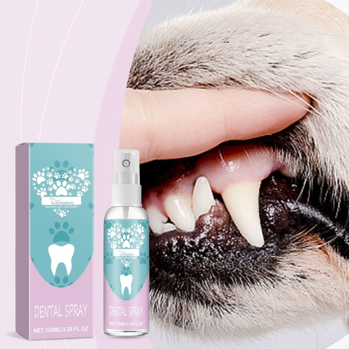 Pet oral care, cleaning teeth spray, no need to brush teeth, remove tooth stains and yellow teeth, p