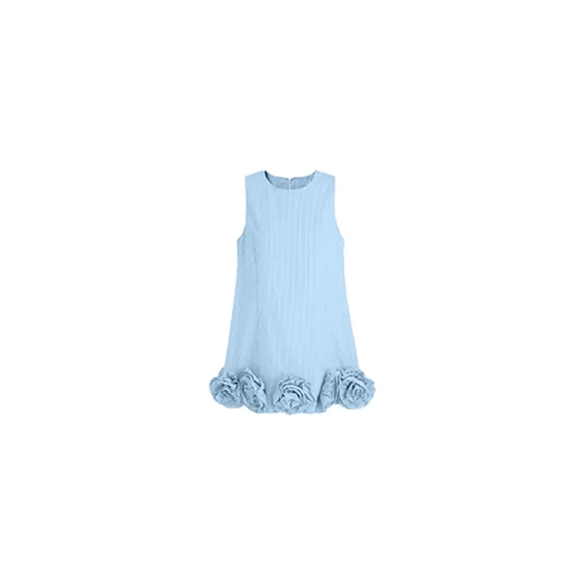 French dopamine sweet temperament blue sleeveless dress summer new style small person chic flower b