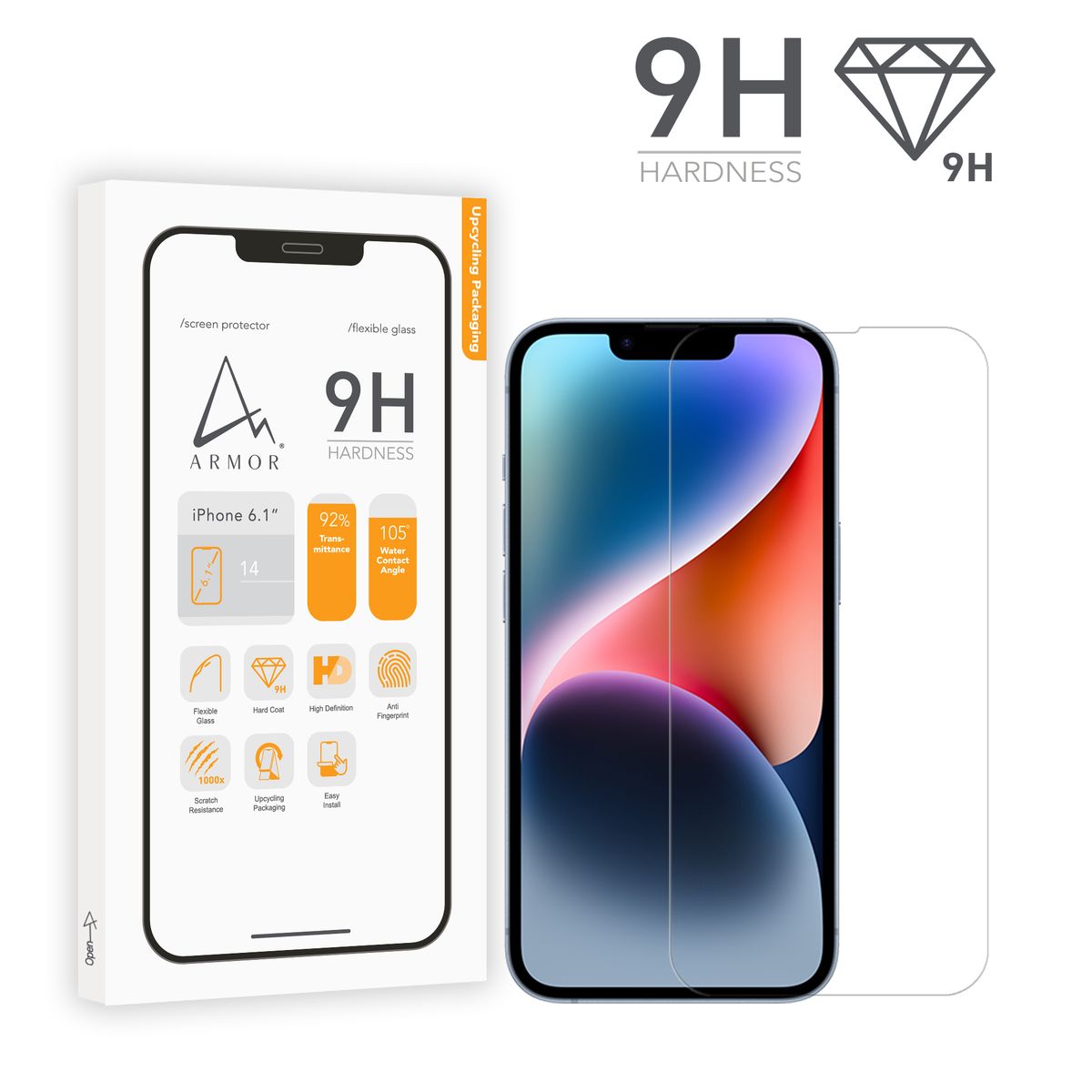 iPhone 17e / 14 (6.1") Flexible Glass Screen Protector, 9H with HD