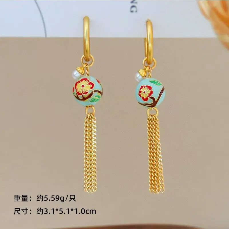 新中式國風彩色滴油流蘇耳環小眾感時尚氣質復古精緻百搭耳飾