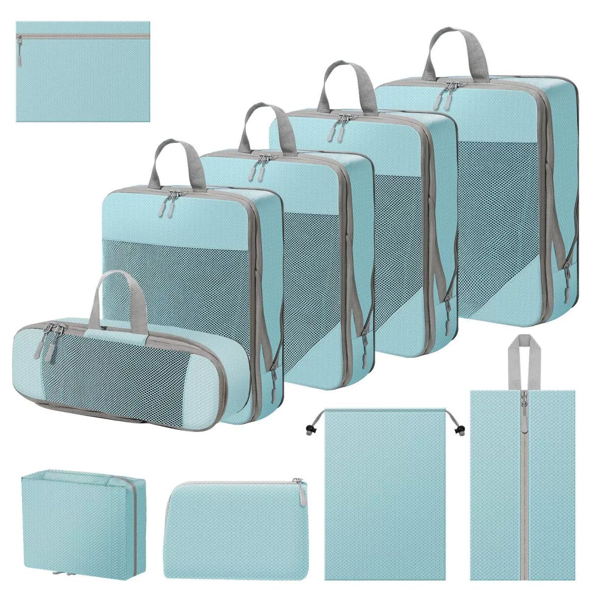 旅行压缩套装行李箱旅行压缩收纳袋网面可视五件套装