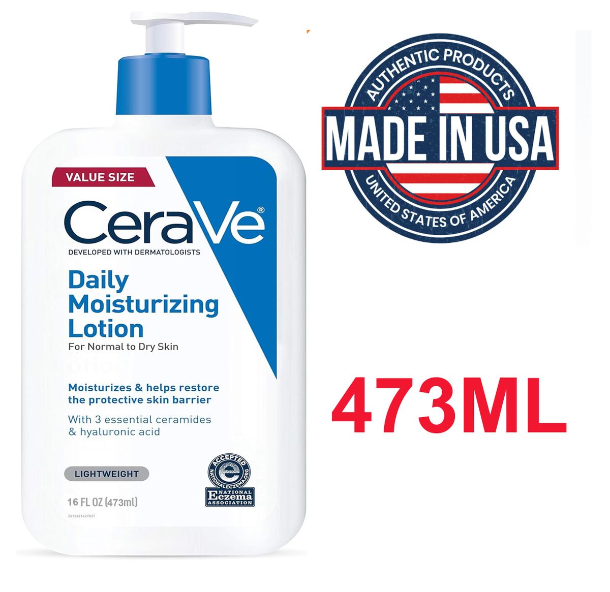 CeraVe | Daily Moisturizing Lotion for Normal to Dry Skin 473ml, 适合中性至干 ...