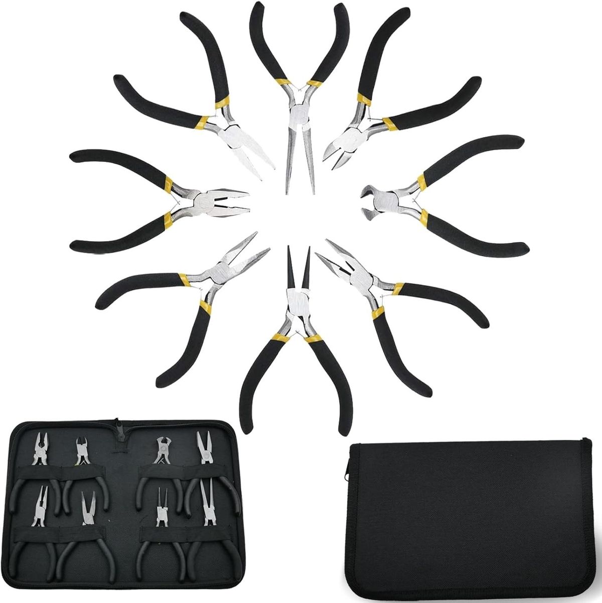 8件珠宝钳套装，珠宝首饰手工钳，迷你钢制钳，专业圆鼻钳工具套件，DIY 12CM