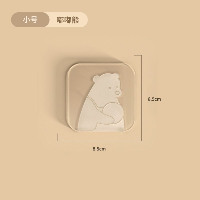 卡通PVC透明杯墊 防燙隔熱餐墊 廚房餐桌茶几必備 免洗耐用- 小號-嘟嘟熊 均碼
