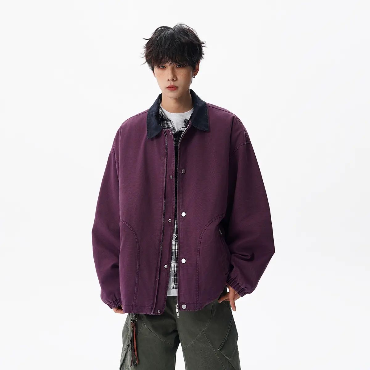 秋季做旧夹克外套上衣美式复古水洗宽松