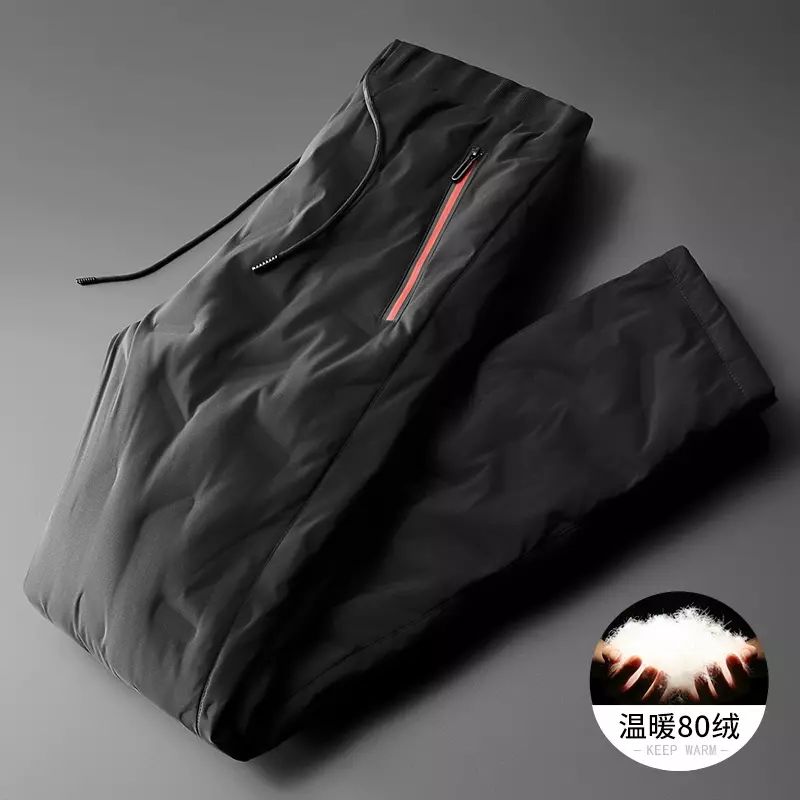 中老年人羽绒裤男内外穿冬季新款白鸭绒户外防风加厚保暖裤