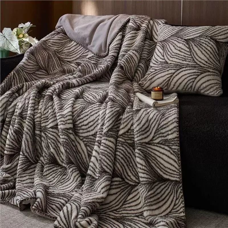  復古羊絨毛毯冬季加厚珊瑚牛奶絨沙發蓋毯子辦公室午睡