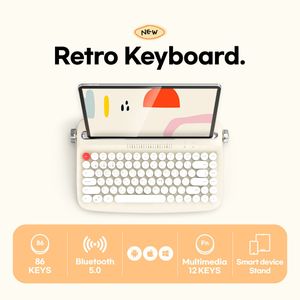 actto - Retro Mini Bluetooth Keyboard B303│86 Keys│Typewriter Keyboard│ipad keyboard│Ivory - Parallel Import