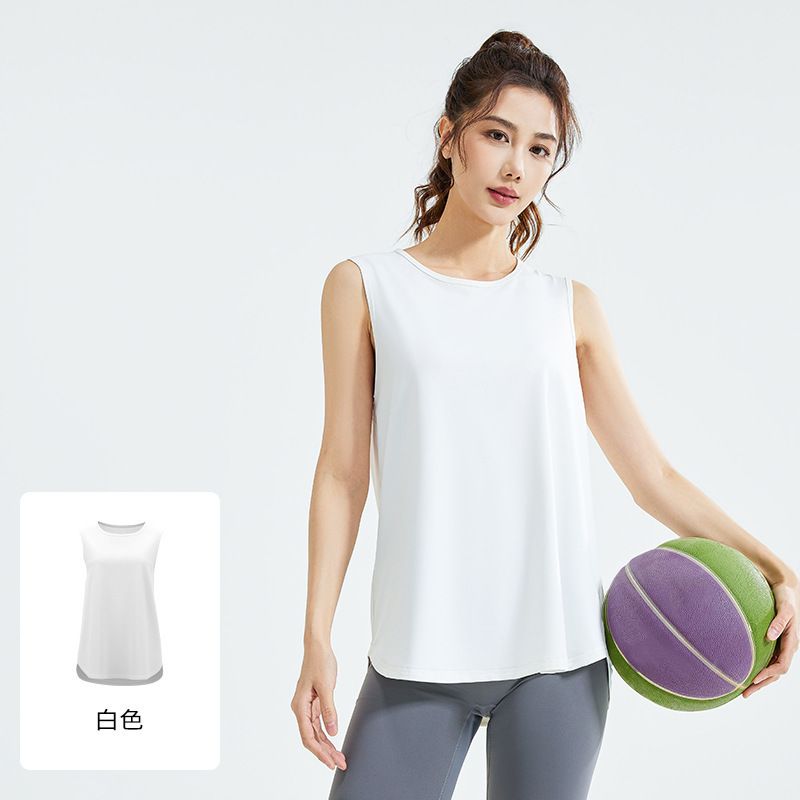 透氣網紗瑜伽背心 運動跑步休閒女裝 無袖背心- 白色 S