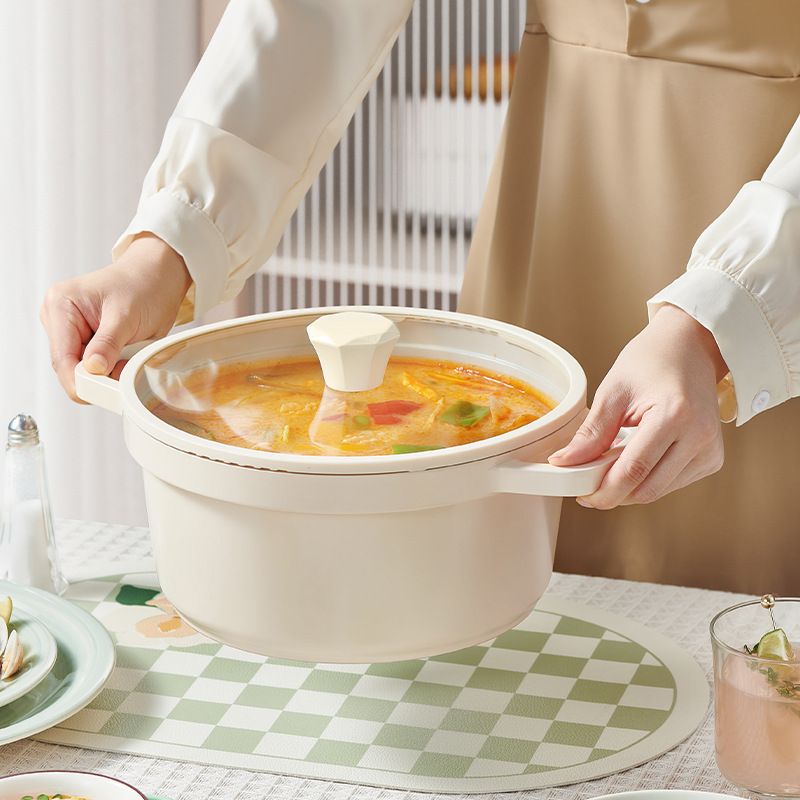 北歐風珐琅湯鍋I家用蒸煮燉陶瓷鍋I燃氣電磁爐兩用鍋 24cm