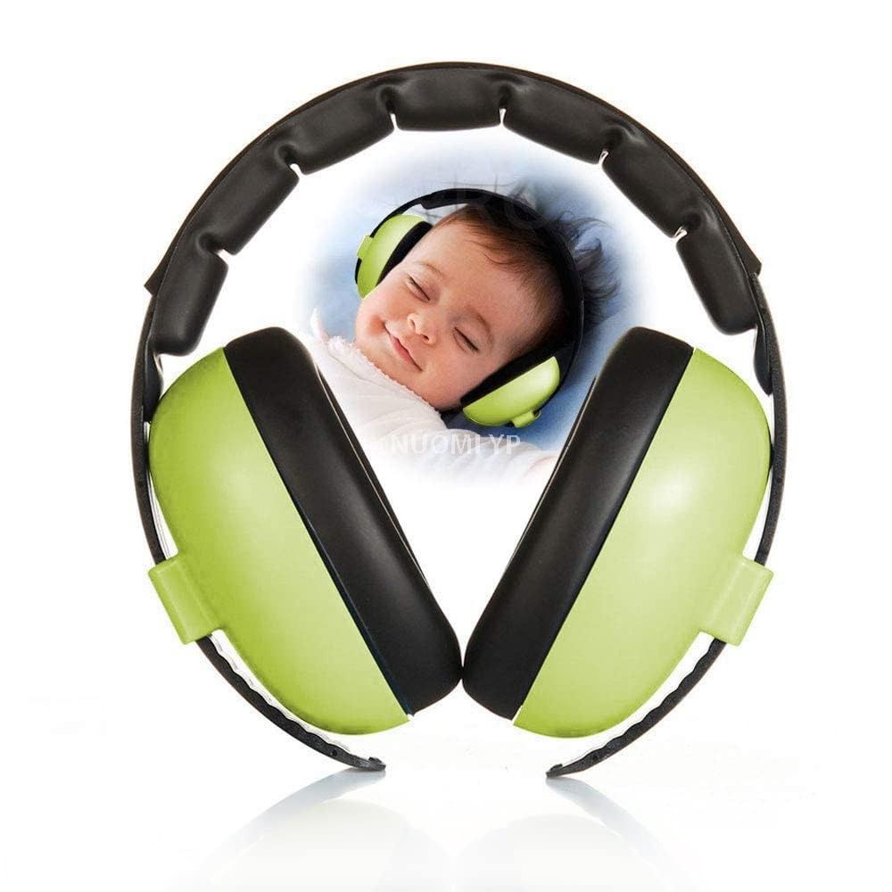 BAYLOVE 儿童抗噪耳罩，阻隔声音耳机，婴儿听觉保护，降噪 25 dB，睡眠旅行用耳罩，可调节长度（绿色）