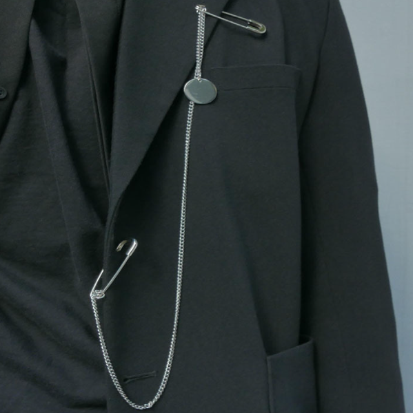 潮流時尚鏈條大別針胸針男女長款胸針吊墜可當項鍊