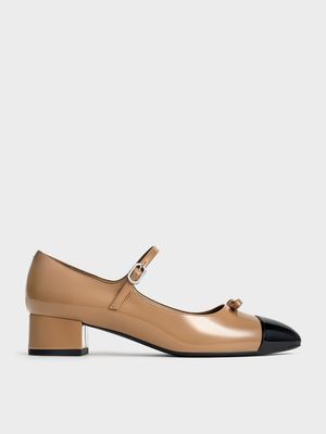 Charles & Keith - 蝴蝶結瑪莉珍粗跟鞋
