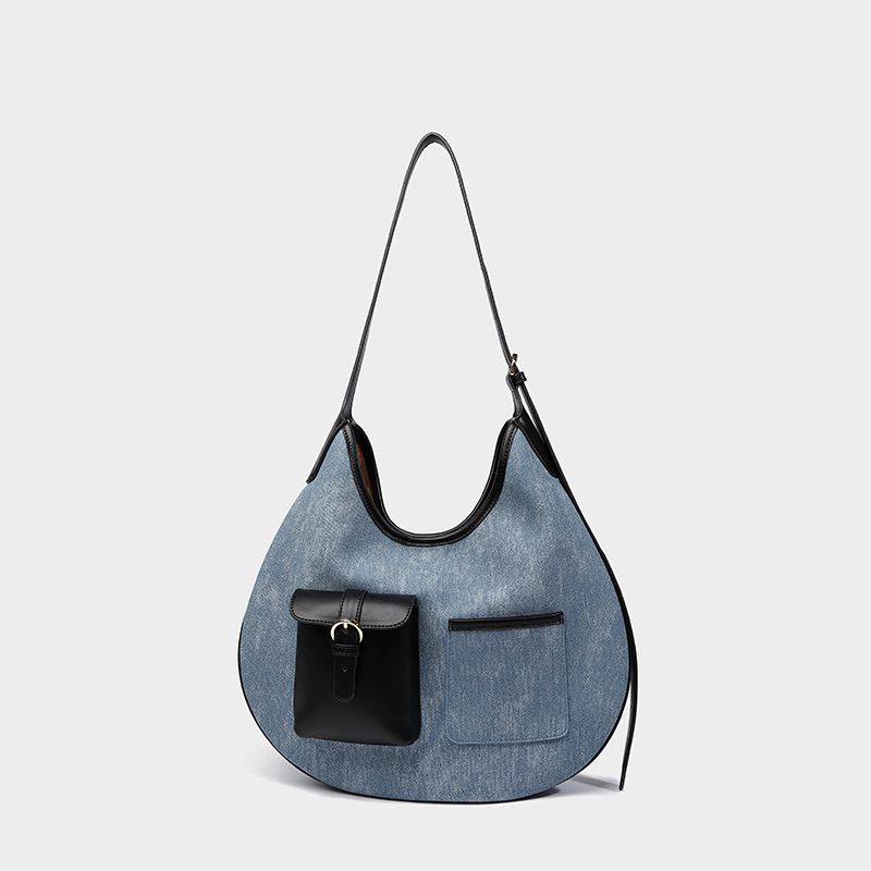 Large capacity denim tote bag women commuter armpit bag 2025 new premium lazy shoulder messenger bag