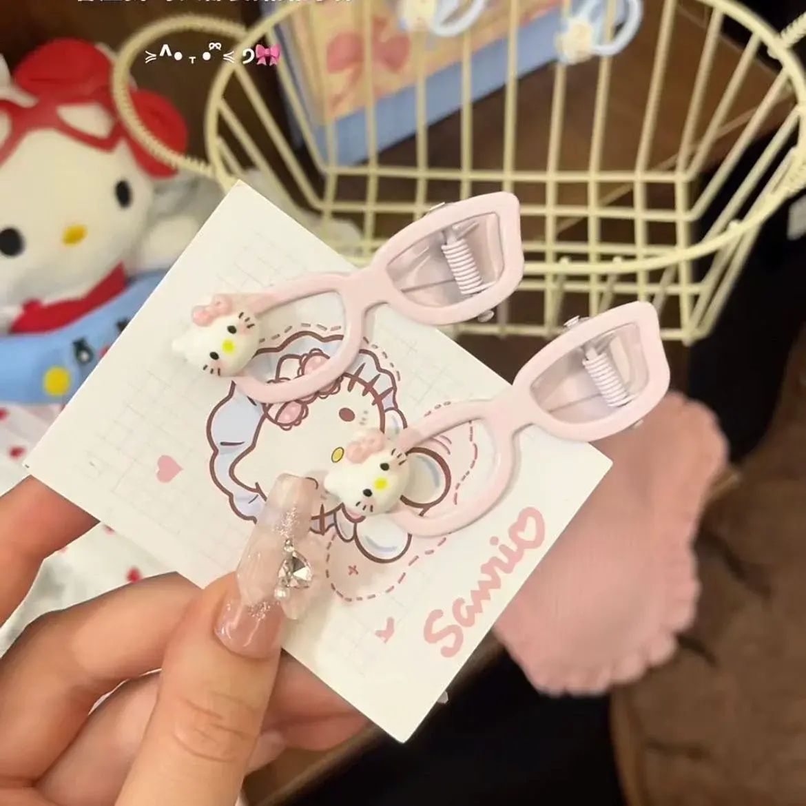髮夾甜美貓咪眼鏡髮夾可愛側邊夾鴨嘴夾少女學生新款髮夾