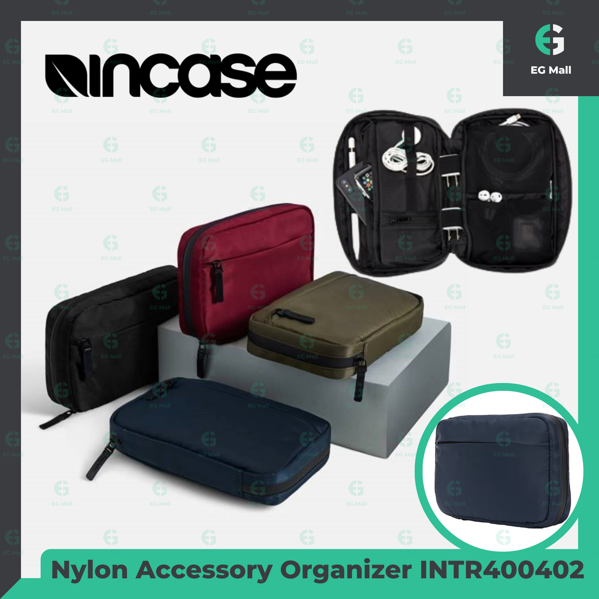 Nylon Accessory Organizer - BLACK (INTR400402-BLK) Phone, battery banks, cables, charging adapters