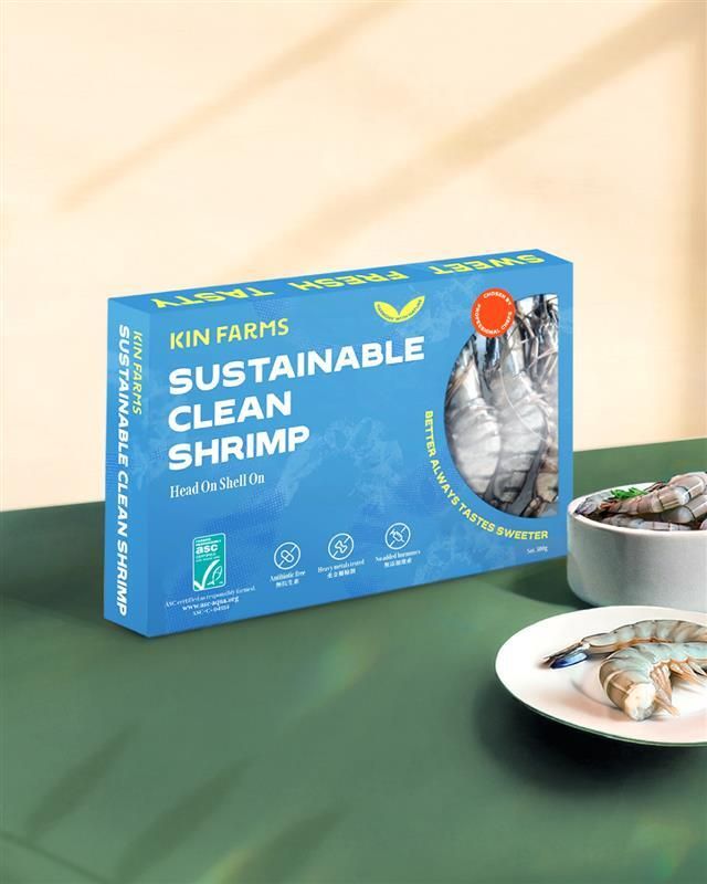 KIN FARMS 急凍生越南白蝦, 原隻 (每盒約22-28隻)