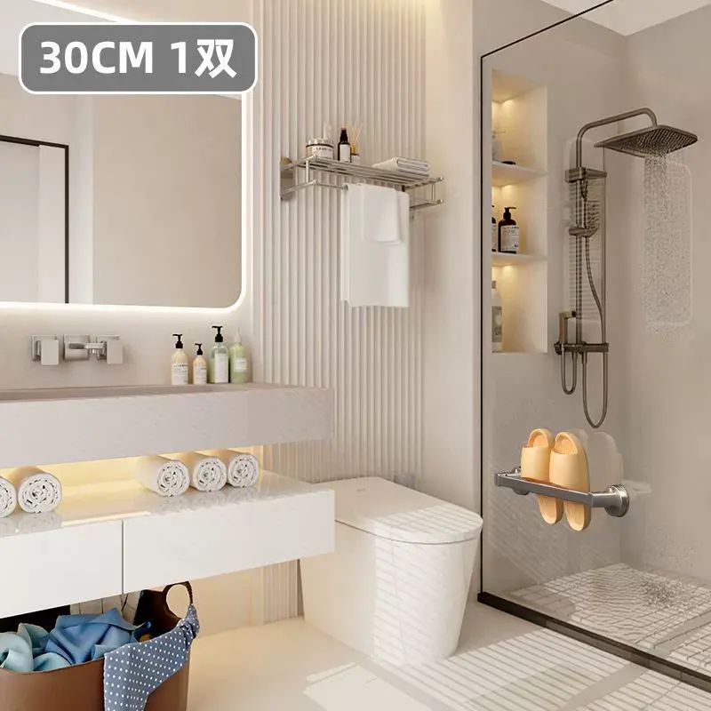 吸盘浴室拖鞋架壁挂式免打孔卫生间洗澡间收纳厕所门后凉鞋置物架