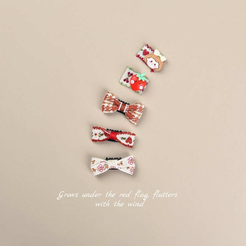 嬰兒髮夾 防滑BB夾 女童頭飾 不傷髮 嬰幼兒髮夾 包布小夾子- 小女孩汗毛夾5件套 均碼