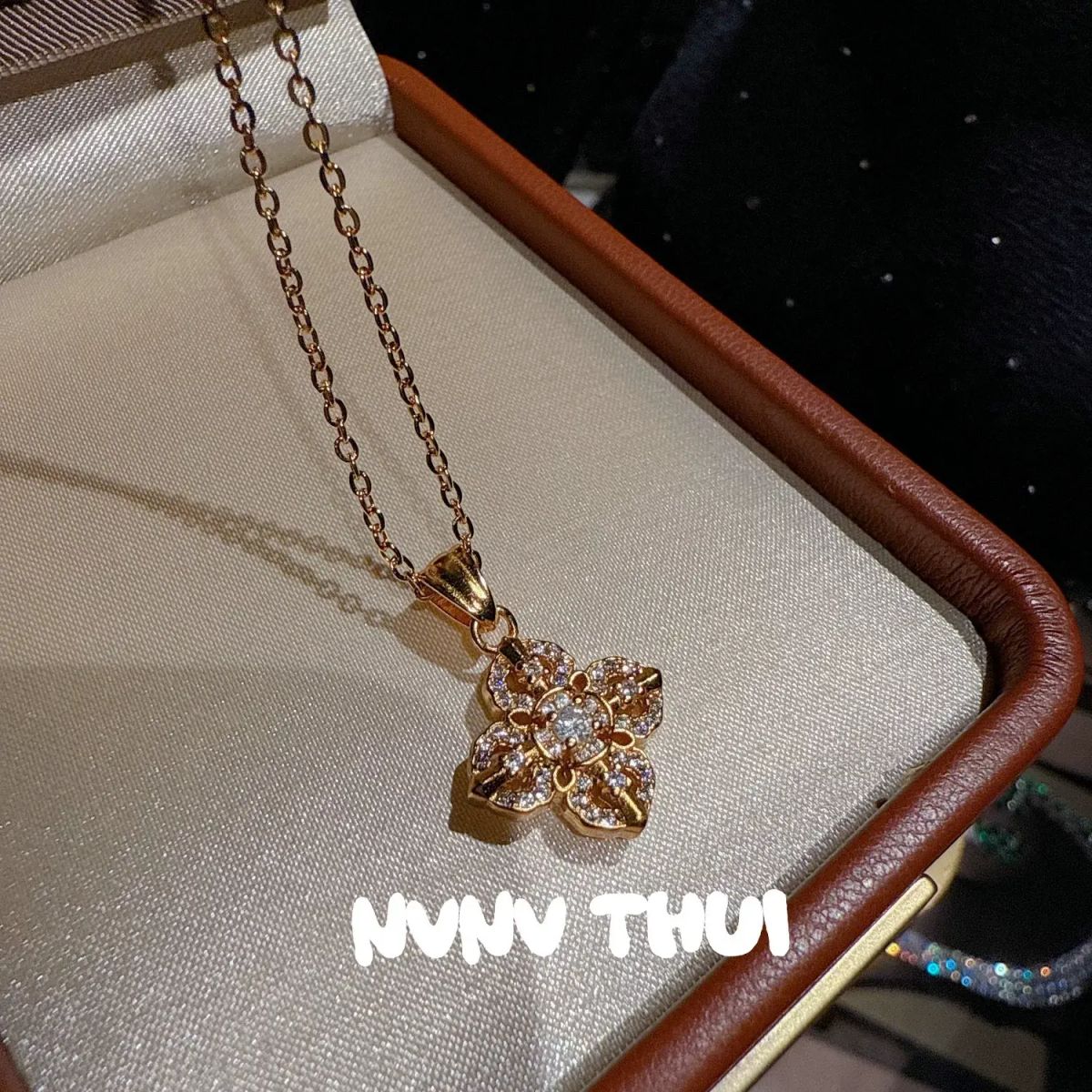 Ancient Gold Filigree Diamond-Set Vajra Ring with Cross-Sparkle Diamond Pendant Necklace Set