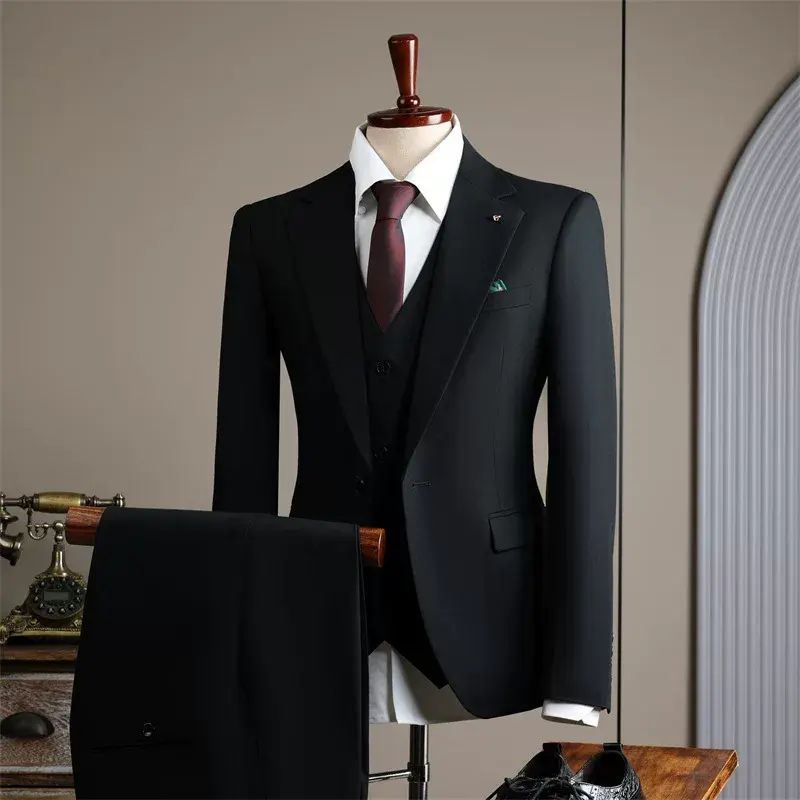 1時尚英倫風帥氣新郎結婚西服品質感西裝男套裝修身工作服商務正