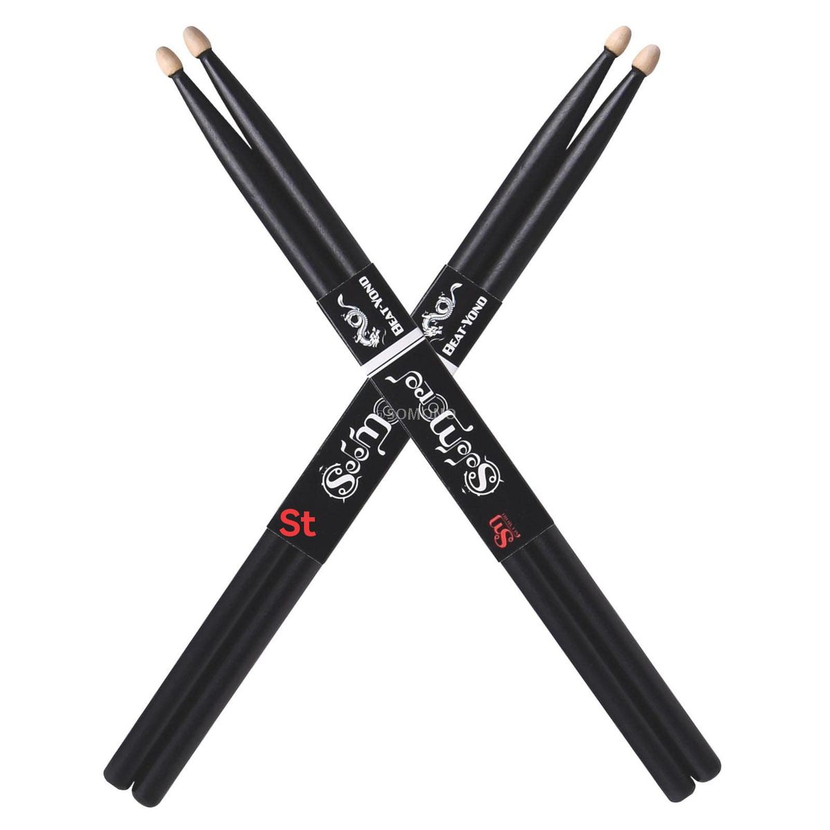 电池5A鼓棒，专业鼓棒，适用于电子电池的防滑鼓棒，适合儿童、成人及初学者使用，2对鼓棒 (黑色)