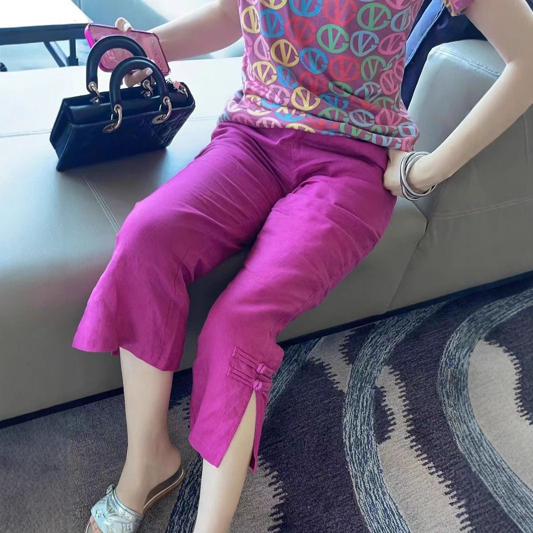 Women's Summer Loose Fitting Slimming Youthful Chic Print Top with Button Closures a-top M