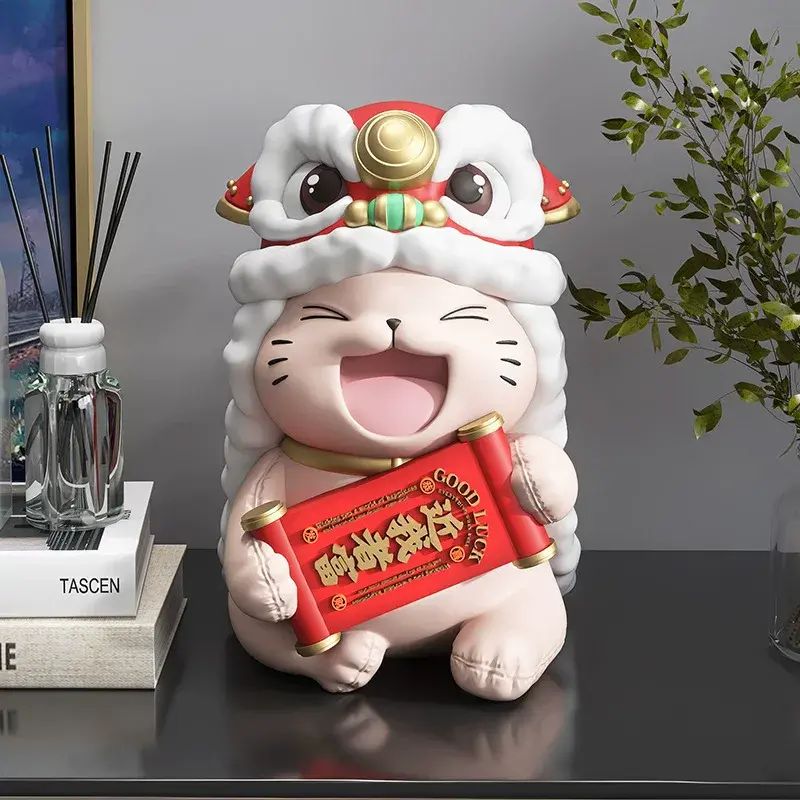 醒獅招財貓桌面擺件工藝品開業喬遷禮物客廳玄關店鋪前臺酒櫃裝飾