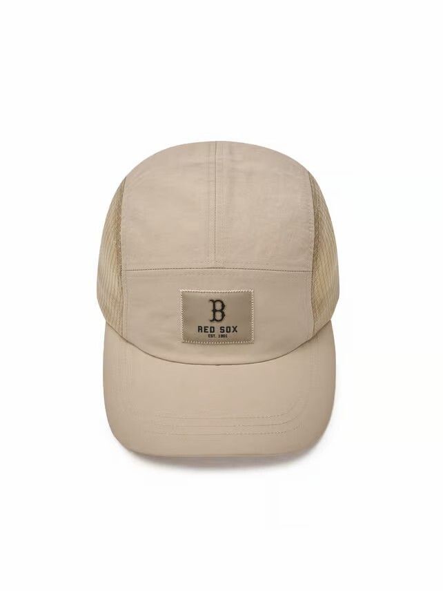 韓國MLB帽 小標棕色字母B男女同款米色波士頓紅襪隊刻字營地帽3ACPB015N-43BGP （3739）（平行進口）