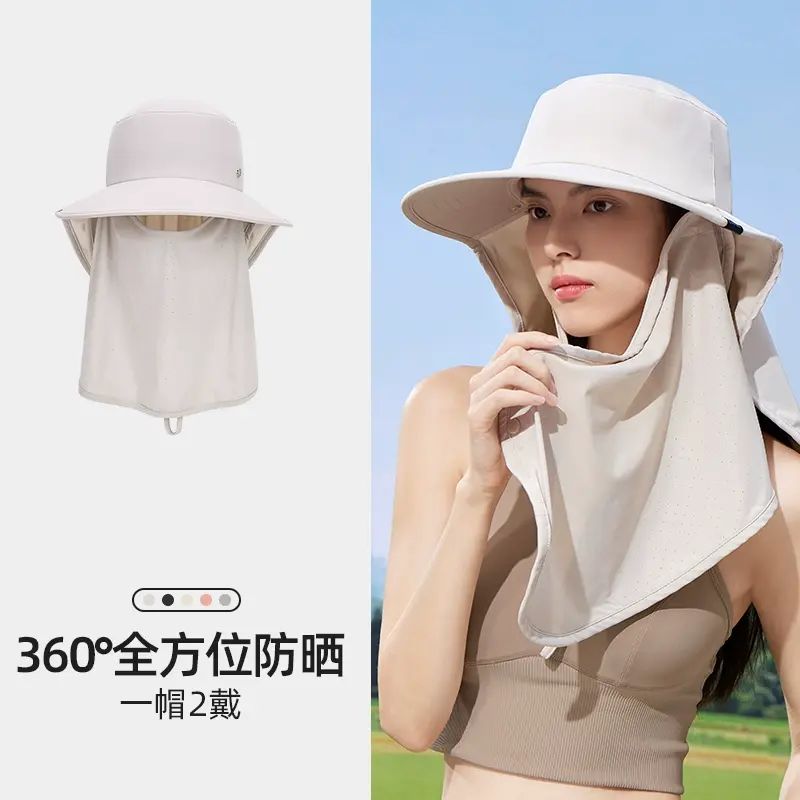 骆驼渔夫帽女防紫外线防晒帽子男全脸遮阳钓鱼帽大帽檐户外登山帽