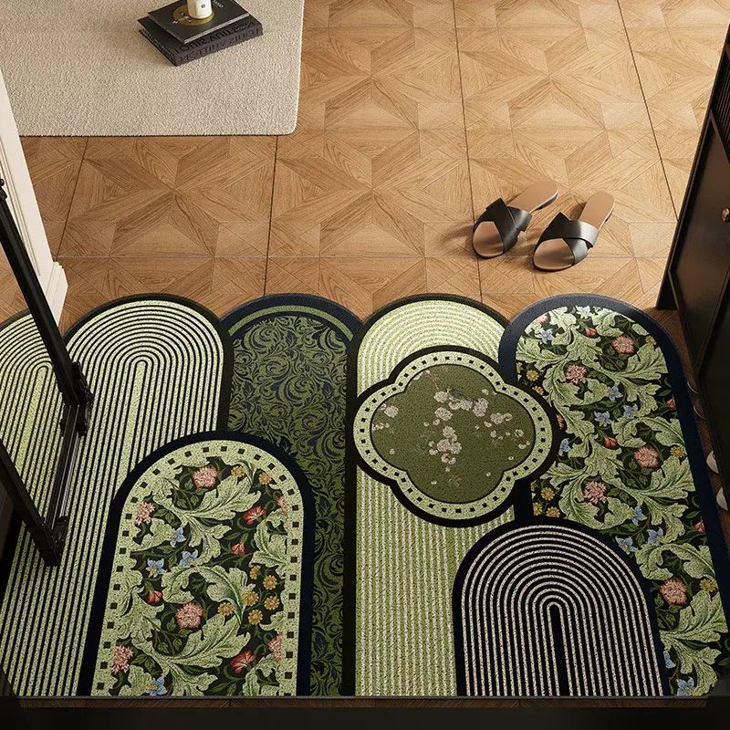 新中式入户门地垫中古风免洗耐脏防滑丝圈脚垫可裁剪玄关门口地垫