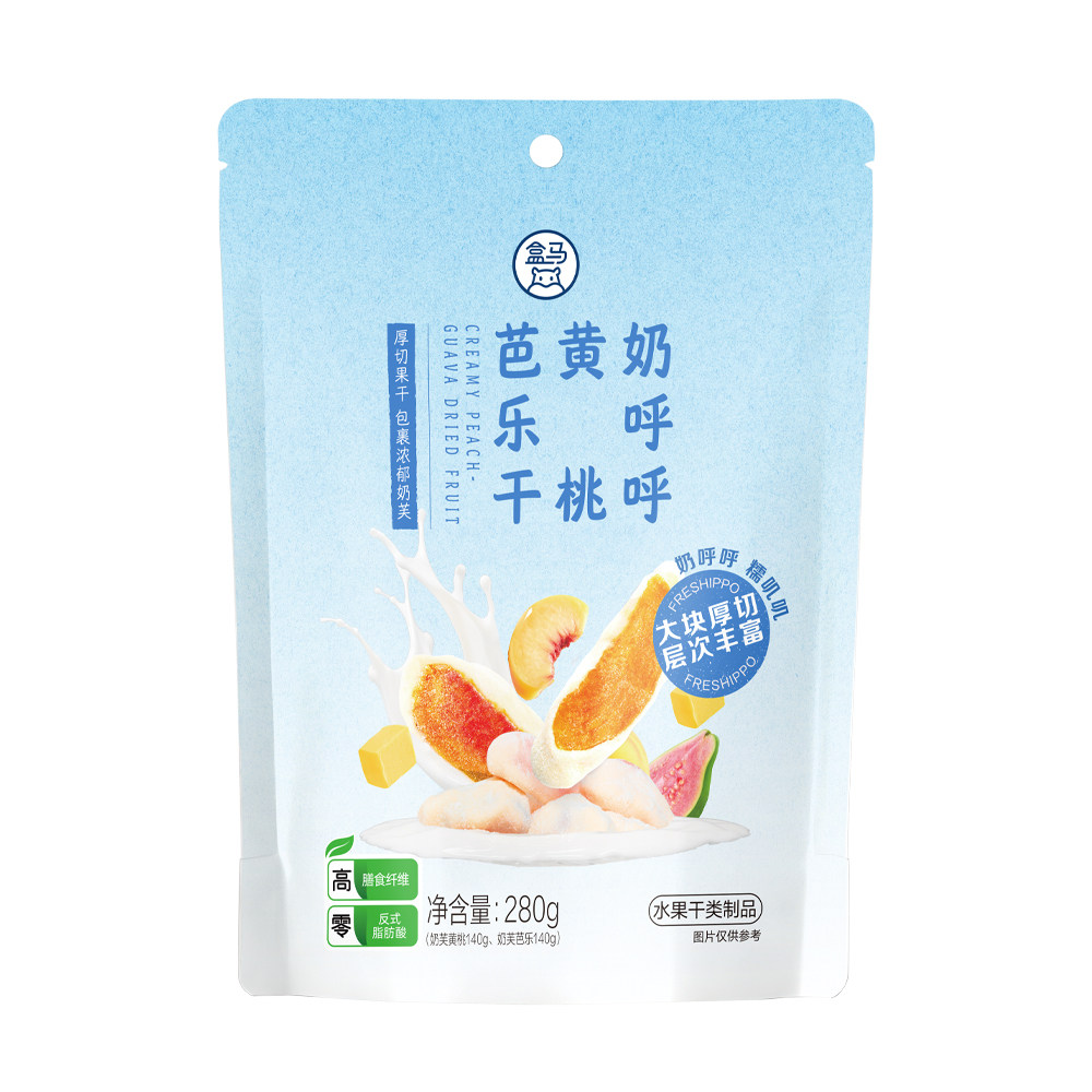 盒馬奶呼呼黃桃芭樂幹280g果脯蜜餞休閒小吃下午茶平行進口