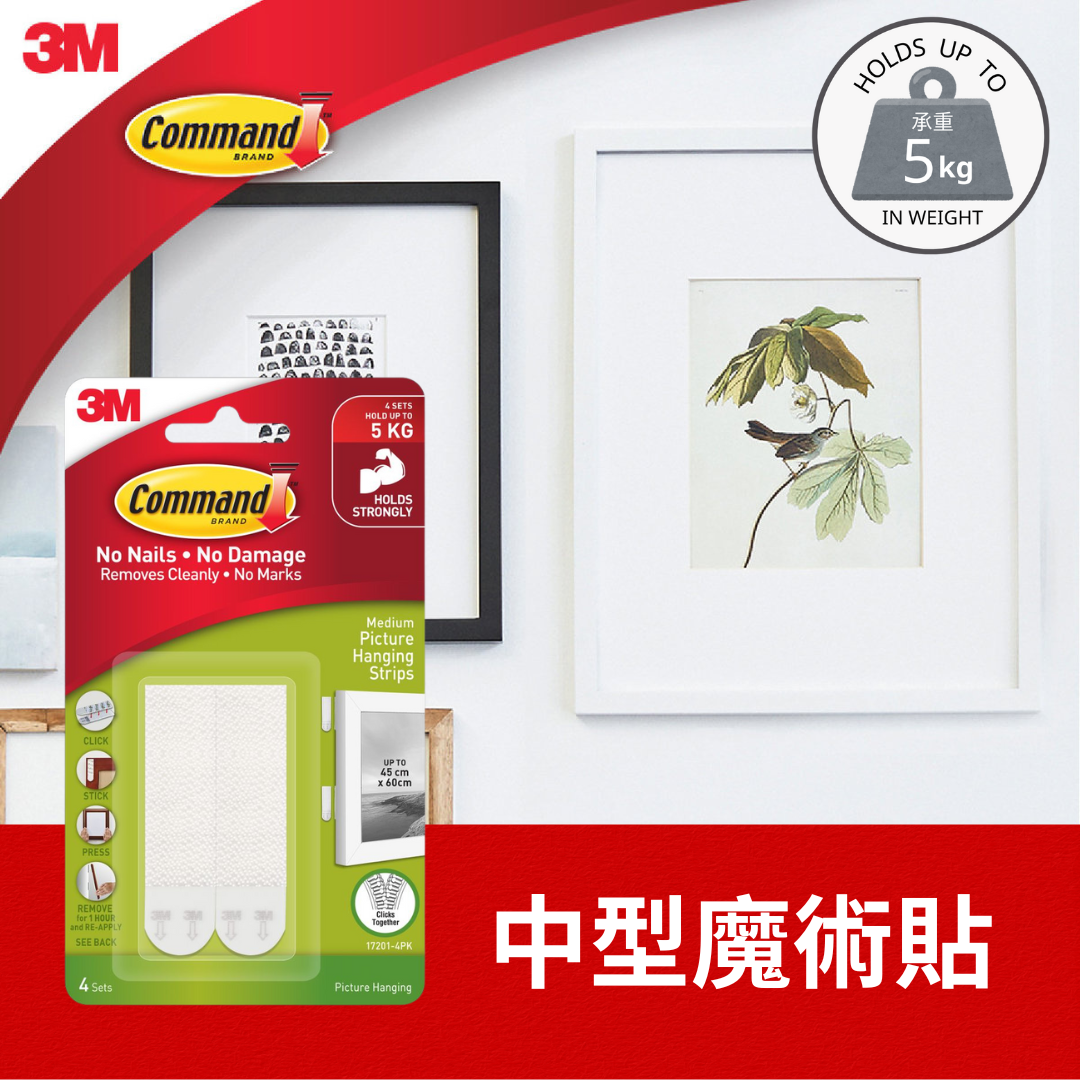 無痕™ 中型魔術貼 (17201-4) 4對魔術貼