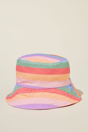 Cotton On Kids - Kids Reversible Bucket Hat - Blush pink/lavender dreams stripe