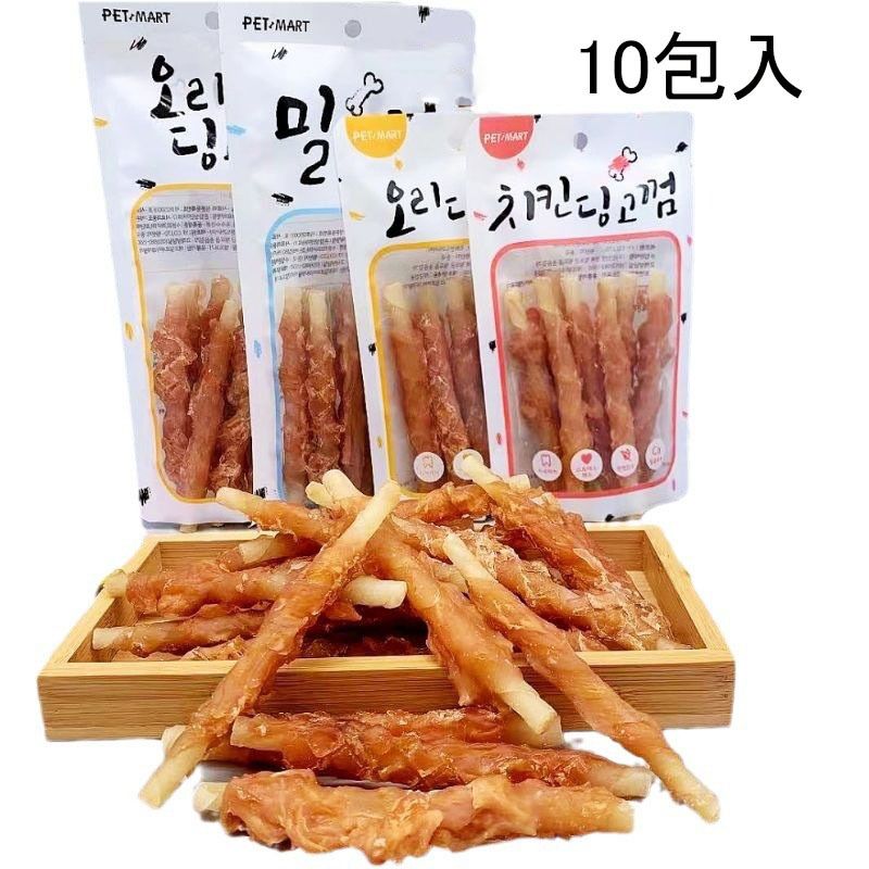 10包入 狗狗零食|鸡肉绕皮卷|宠物零食|洁齿棒|狗磨牙棒|大棒骨宠物零食（LPA-125）