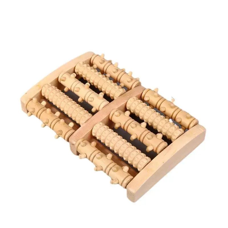 家用木质滚轮式足底脚底按摩器实木脚部足部腿部按摩脚器穴位滚珠