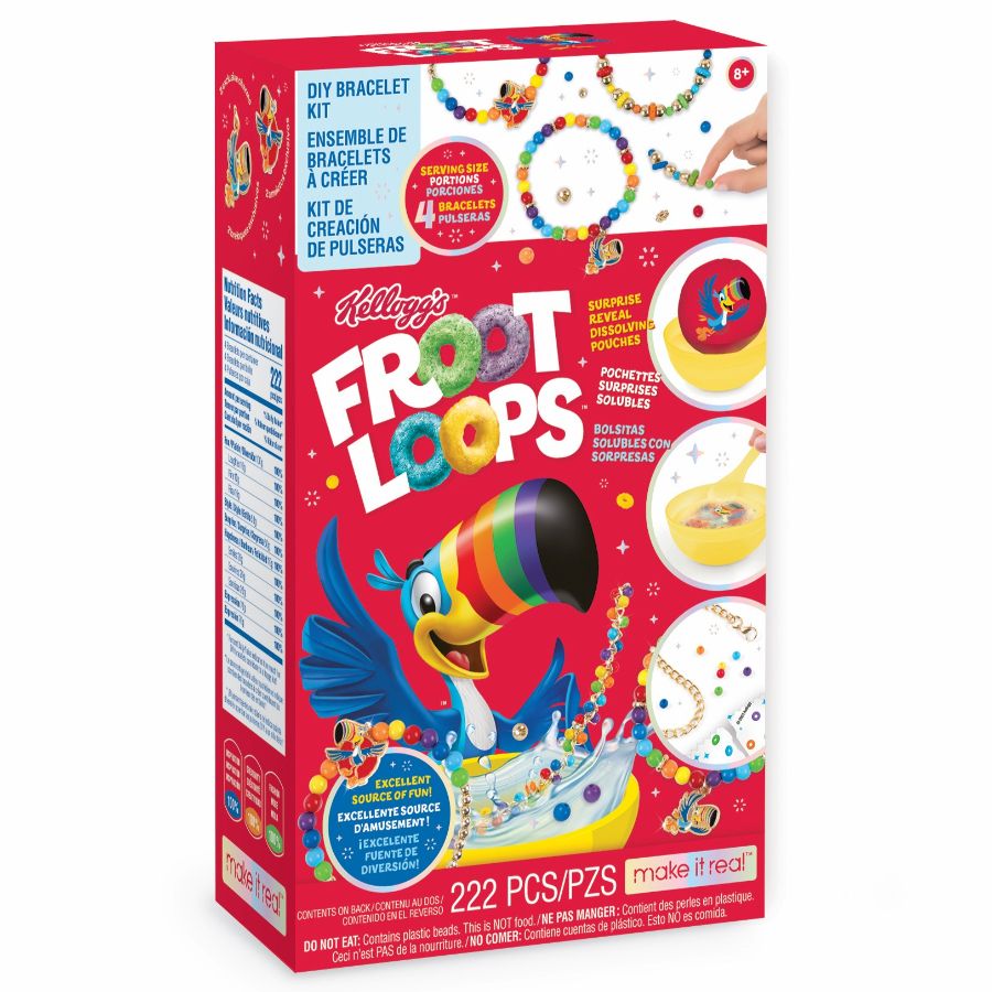 可愛飾物DIY套裝 - Froot Loops 手飾製作 扮靚玩具 製作 4 個Toucan Sam 主題手鍊 溶解玩具