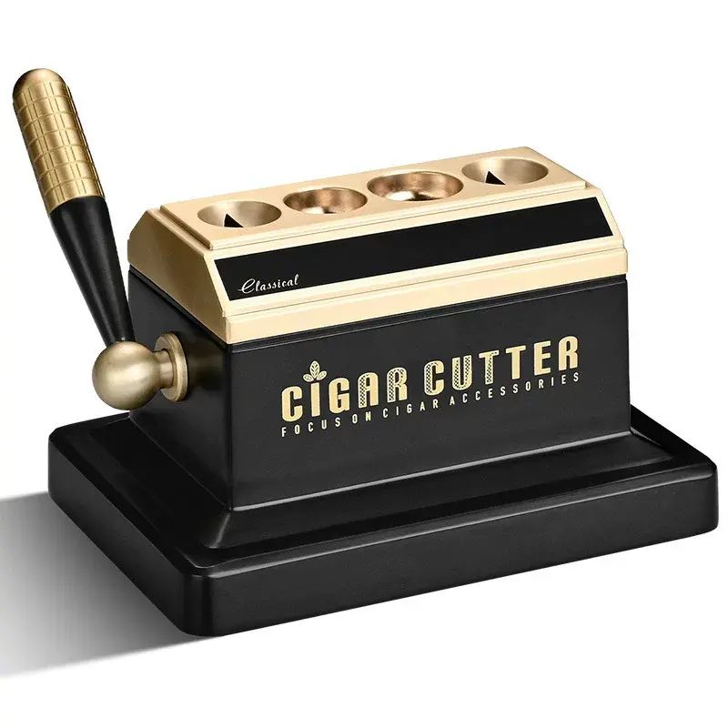 CIGARLOONG Cigar Cutter Sharp O-shaped Four-hole Desktop Cigar Cutter V-shaped Cigar Scissors