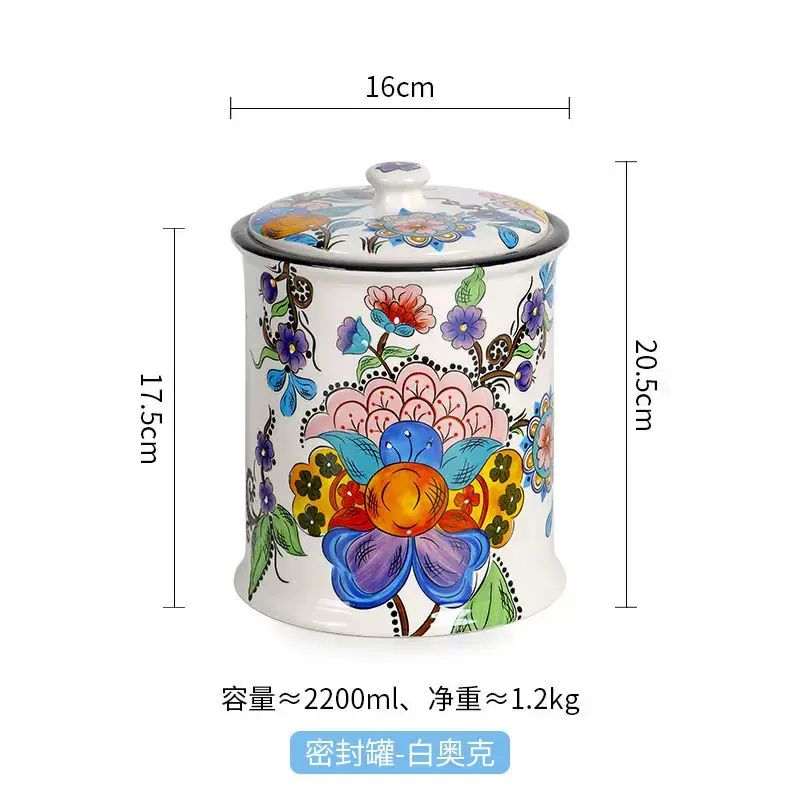田園風茶葉罐創意收納儲物陶瓷密封罐子零食雜糧儲存罐批發